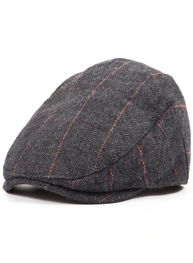 LADYBRO Satin Lining Newsboy Hat for Men Cap Irish Wool Blend (Plaid Black, L/XL, 7 5/8) - Image 4